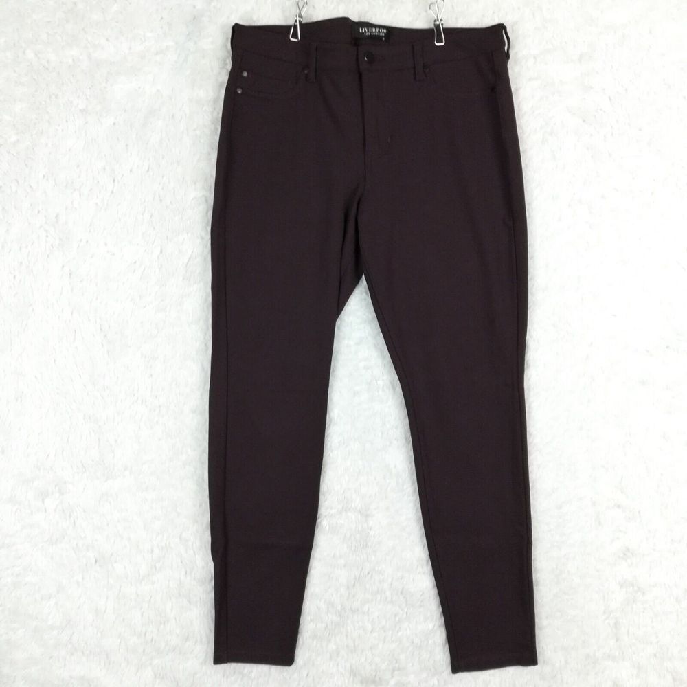 Liverpool Womens Pants Legging Aubergine Purple Mid Rise Stretch L
